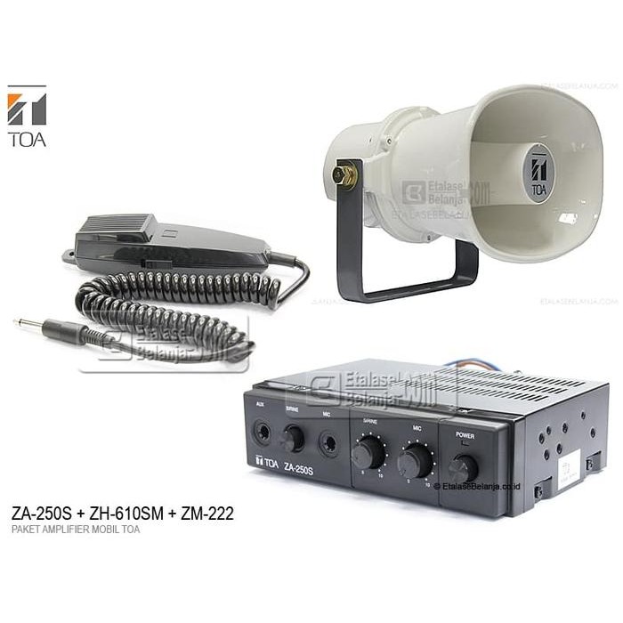 Paling Laris Paket Audio Mobil - Amplifier Mobil Toa ( Amplifier + Mic + Speaker )