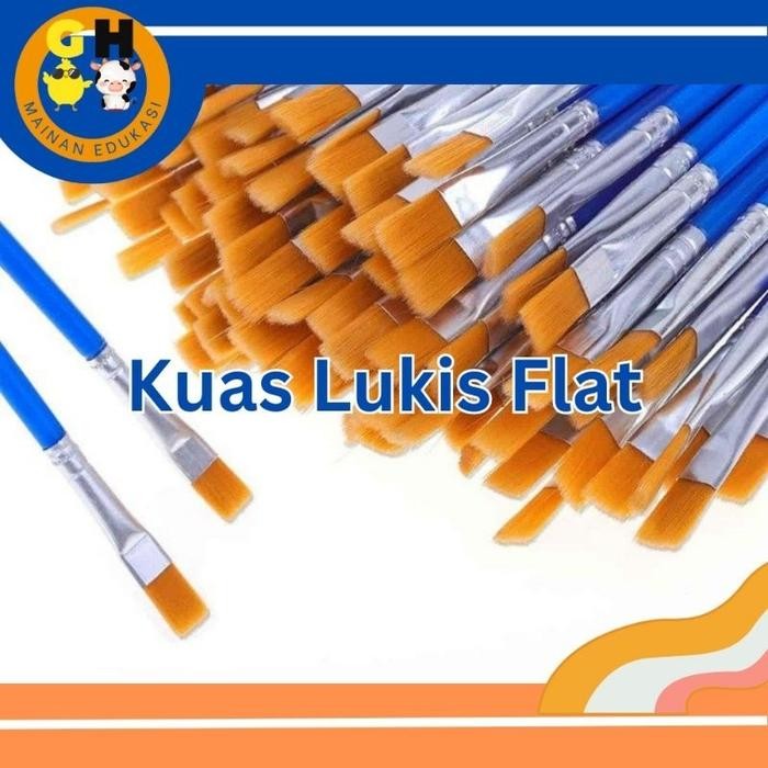 

Kuas Lukis Lancip Datar Kuas ISI 10PCS Melukis Mewarnai Anak Cat Air Minyak biru ationery