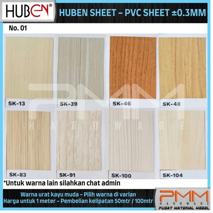 PVC SHEET TEBAL 0,3 WARNA URAT KAYU MUDA TACO SHEET DECO HUBEN SHEET