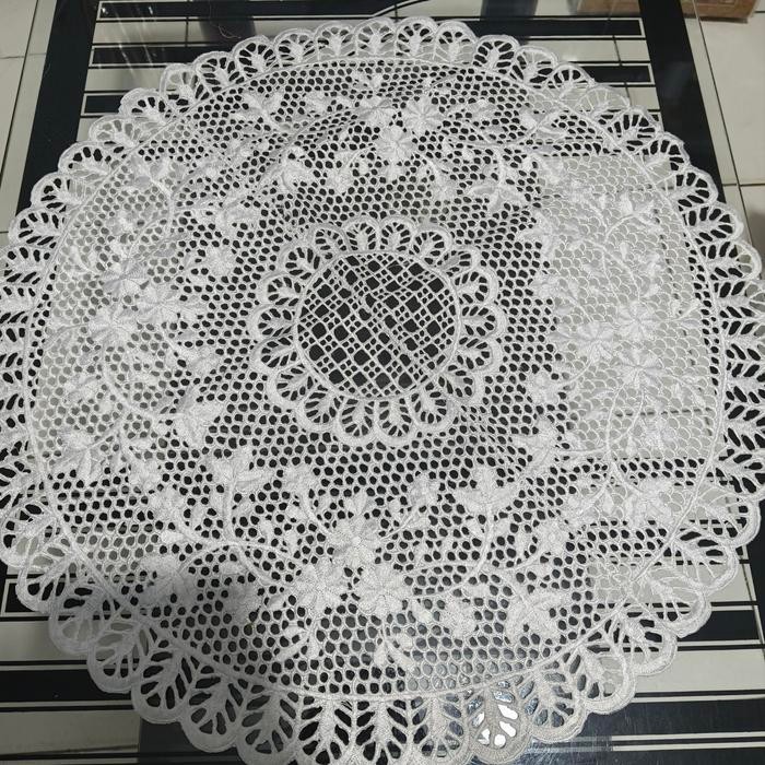 TAPLAK MEJA TAMU BULAT/BUNDAR BORDIR CLASSIC VINTAGE