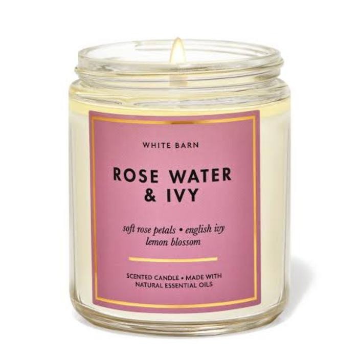 Bath & Body Works / BBW Single Wick Candle - Rose Water & Ivy
