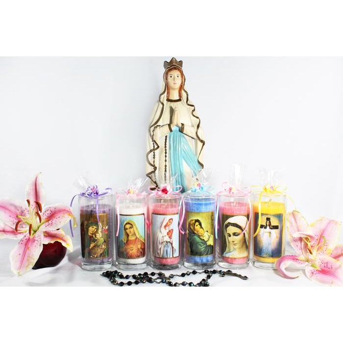 lilin gelas sedang  lilin doa maria yesus