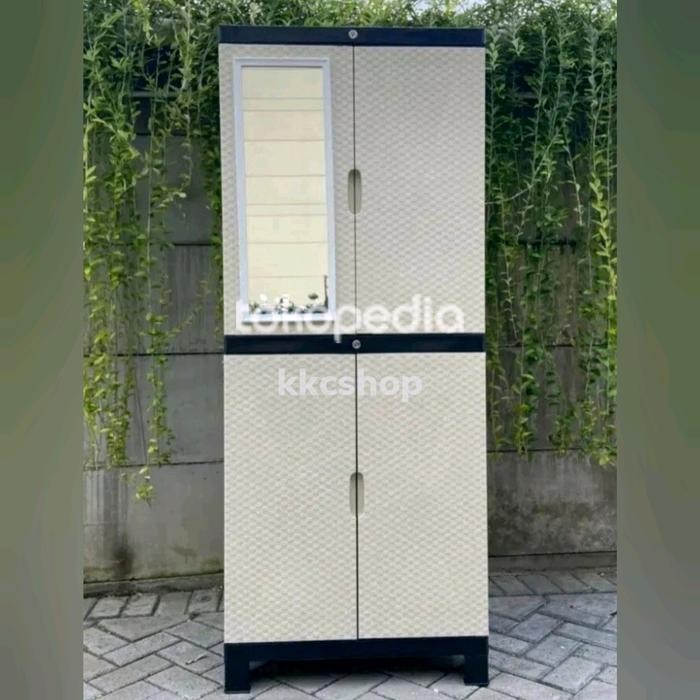 Lemari pakaian plastik diva mini kaca 4 susun