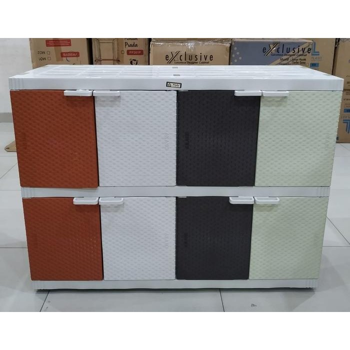 AKAKO - Lemari Plastik Fancy Motif Rotan 2susun