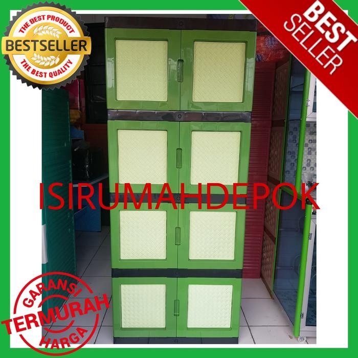 Lemari Plastik CORTEZ Tabitha JUMBO 4 Susun Rotan Tikar Modern Murah