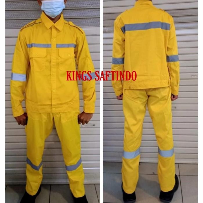SERAGAM SAFETY/ SETELAN BAJU CELANA SAFETY LENGAN PANJANG WARNA KUNING