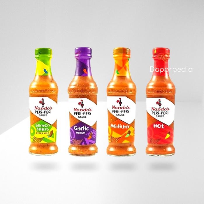 

Nando's Peri-Peri Sauce Nandos saus garlic Lemon herb hot medium New