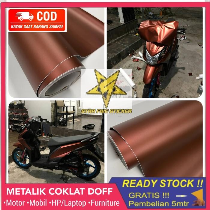PREMIUM Stiker Skotlet Motor Metalik Dop Warna Coklat Metallic Doff