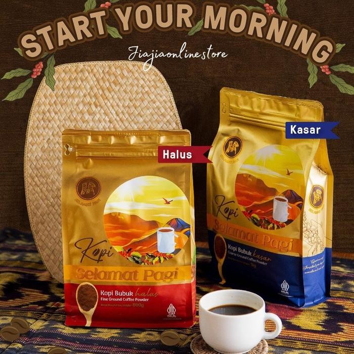 

PREMIUM Kopi Selamat Pagi 900gr / 800gr Kopi Bubuk Hitam Biji Robusta