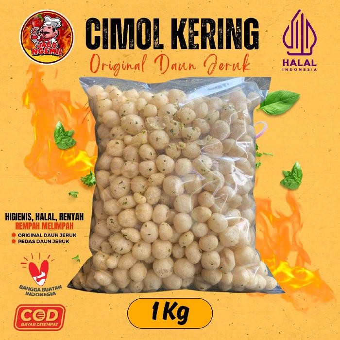 

laura.mart1 Cimol Kering Original Daun Jeruk 1Kg (1000Gram) Camilan Kering Jajan Viral Endog Lewo