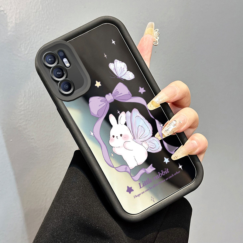 Casing Hp OPPO Reno 6 Case Casing Softcas kelinci putih Kesing cermin baru HP pelindung silikon