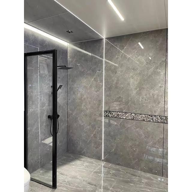 (KHUSUS PENGIRIMAN JABODETABEK) Marmer Marble Board Glossy PVC Backdrop TV Kamar Mandi Dekorasi