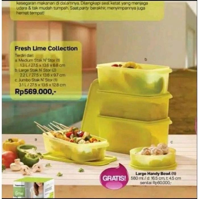 Tupperware fresh lime collection toples kulkas set