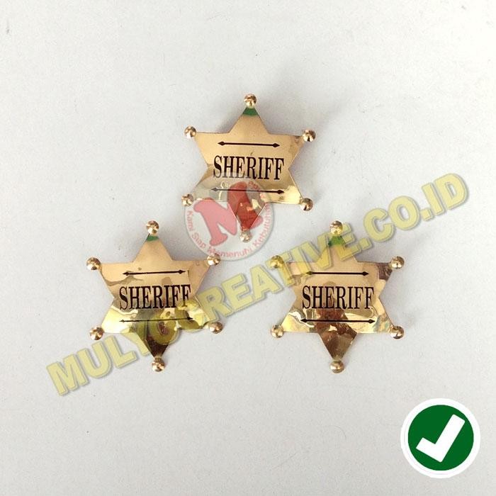 

Lencana Sheriff Bahan Logam Kuningan Ukuran 7X6 Cm - Pin Bintang Serif PREMIUM