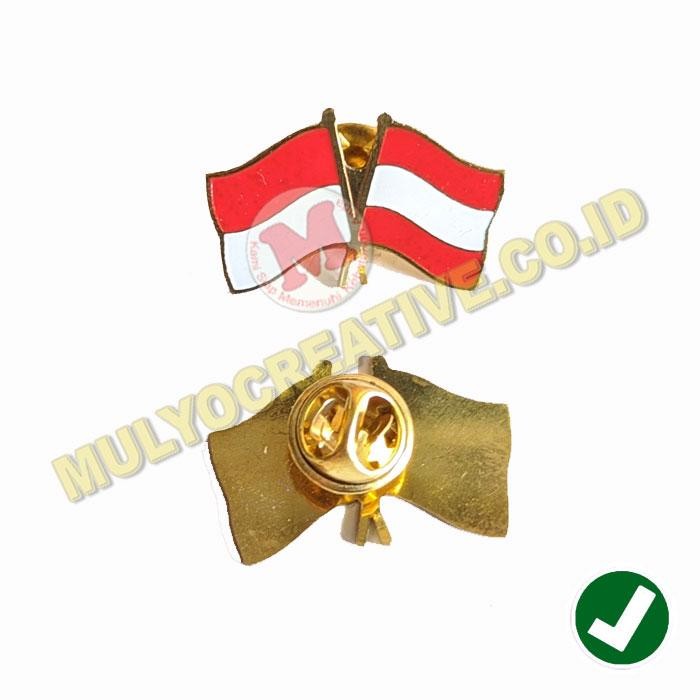 

Cross Flag Indonesia Austria Pin Bendera Persahabatan Negara Murah PREMIUM