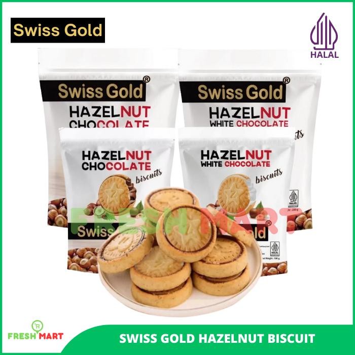 

Ready Swiss Gold Hazelnut Chocolate & White Chocolate Biscuit / Hazelnut Coklat Biskuit 100Gr &