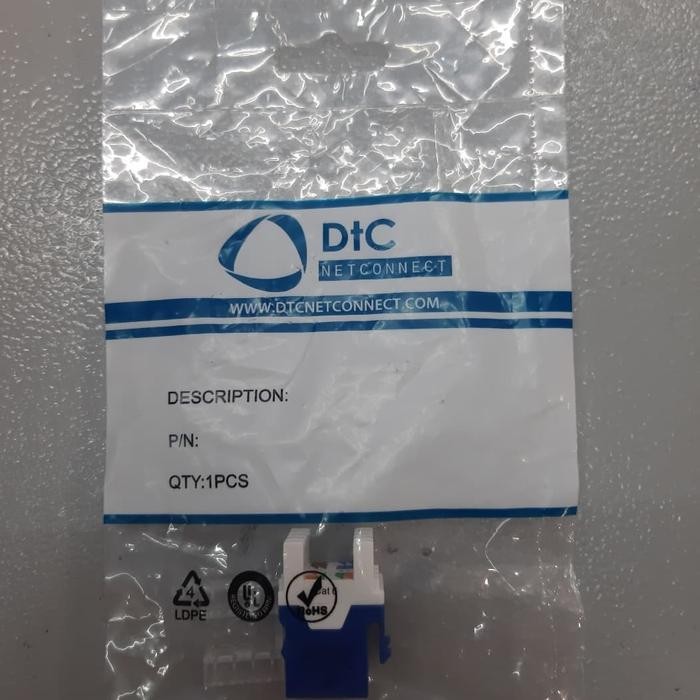 Dtc Modular Jack Cat6, Keystone Rj45 Cat6 Kode 1201