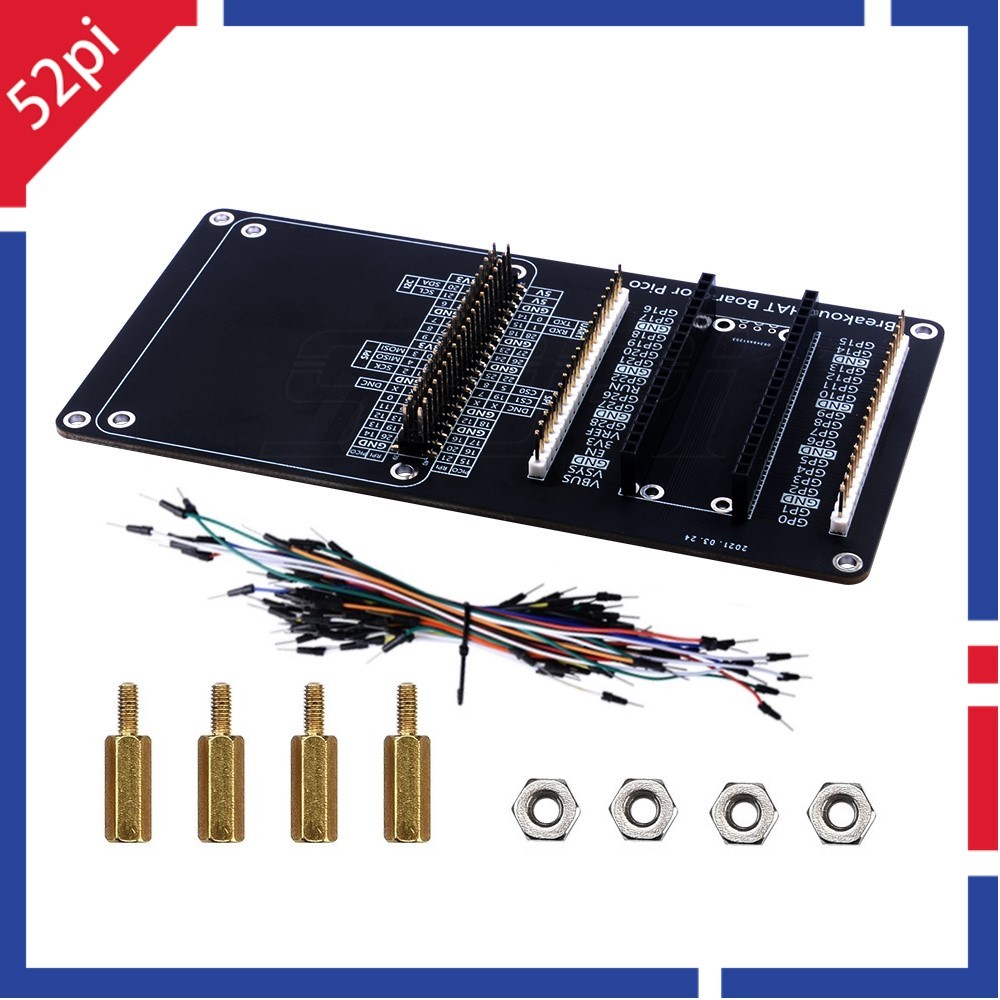 Baru Raspberry Pi Pico/Pico W Breakout HAT Board Copper Pillar Nut Jumper Wire Pack Kit