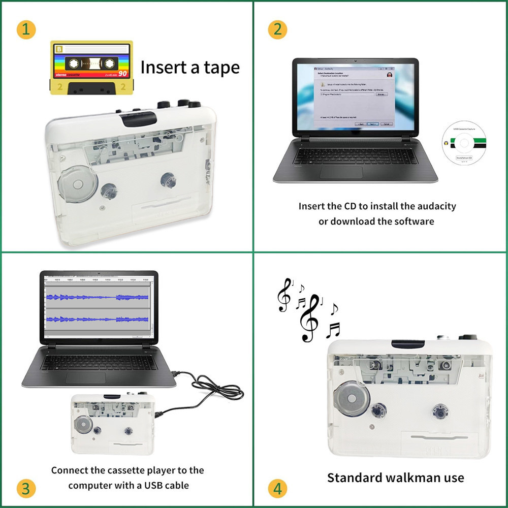 Cassette Player Walkman Cassette Player Retro Speaker Multiple Power Supply Methods Auto Reverse