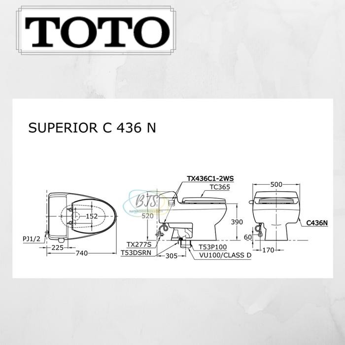 KLOSET/CLOSET TOTO C436N/C 436 N/C436 N/C 436N ONE PIECE TOILET