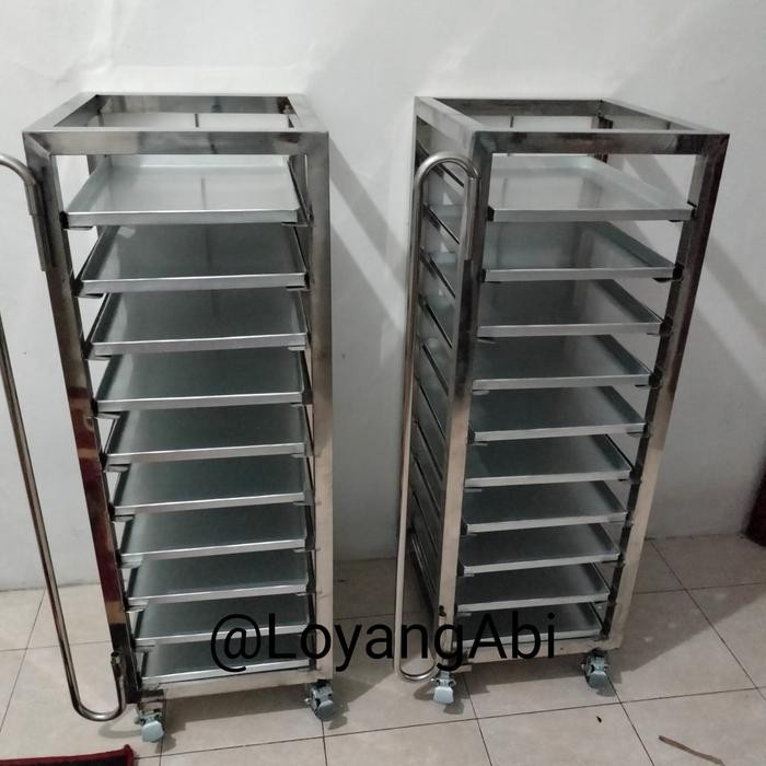 Terlaris 1 Set Trolley Loyang 40X60Cm Stainless Stell / Trolley Loyang 40X60Cm / Rak Loyang