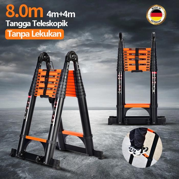 

Terlaris Mlhy Tangga Teleskopik Tanpa Lekukan4+48M Aluminium Tangga Oranye Double Ladder Tangga