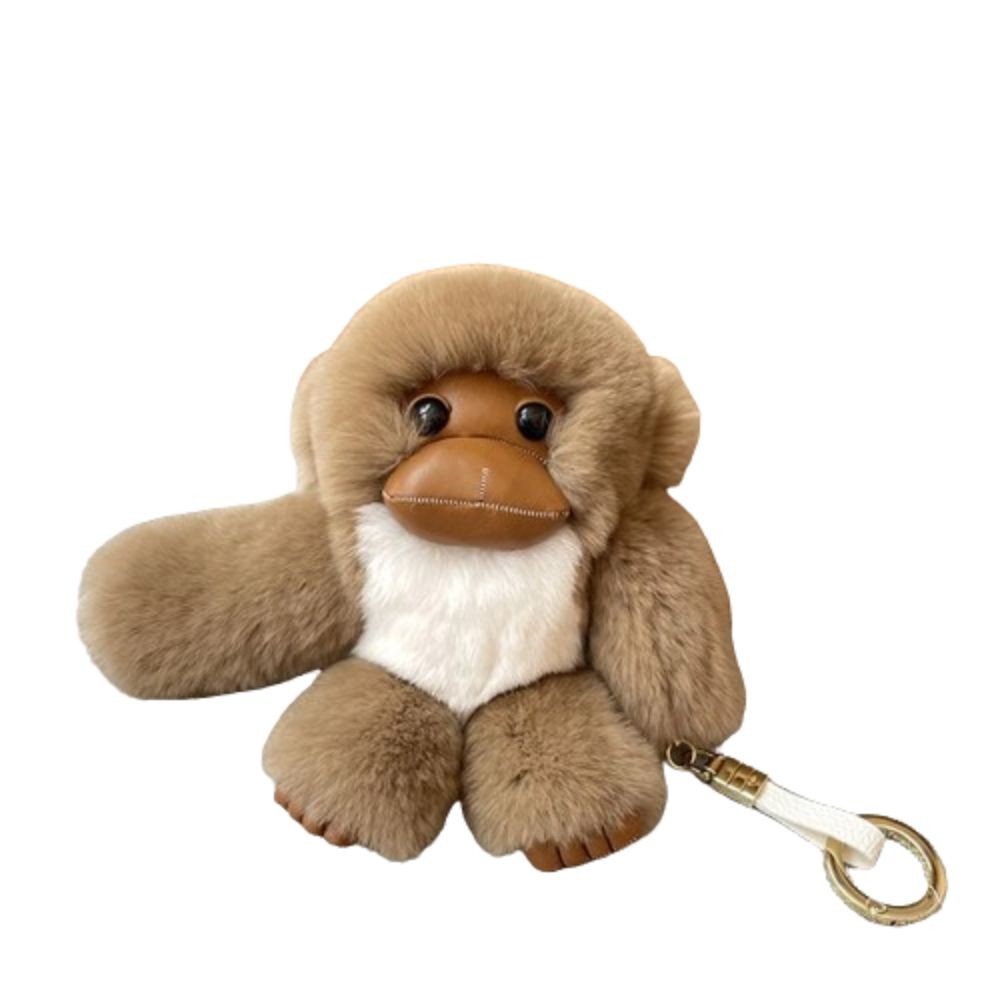 Stuffed Animals Lucky Little Monkey Keychain Soft Fur Plush Doll Rex Rabbit Fur Monkey Keychain