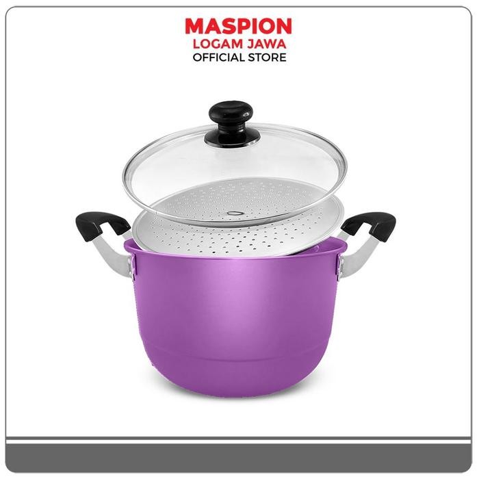 Maspion Mikado Dandang Alcor Anodize Tutup Kaca - Steamer Alumunium