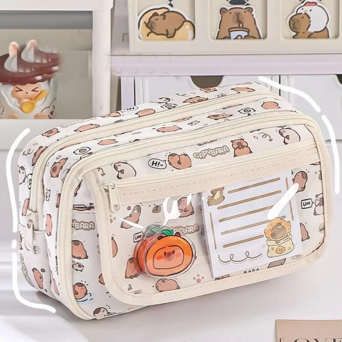 

Tempat Alat Tulis Large Capacity Pencil Case Canvas Kotak Pensil Tas Pena Tempat Pencil Tas Pensil
