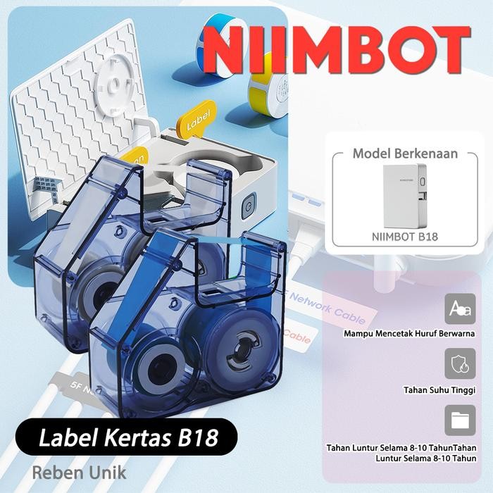 

NIIMBOT B18 Pita Karbon Warna untuk Printer, Hitam/Merah/Hijau/Putih/Biru, Setiap Gulungan 16 Meter