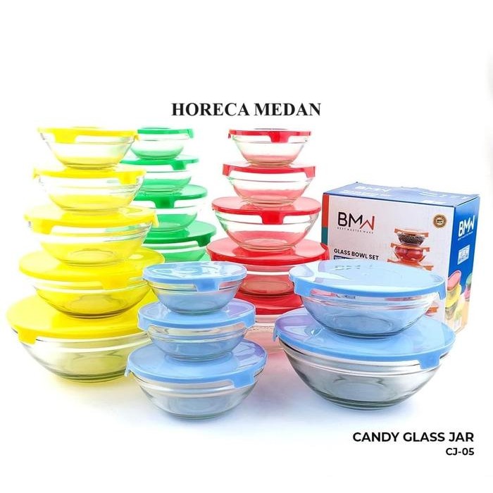 <<<<<] 5in1 mangkok kaca tutup set kimglass imperial / Mixing bowls set murah