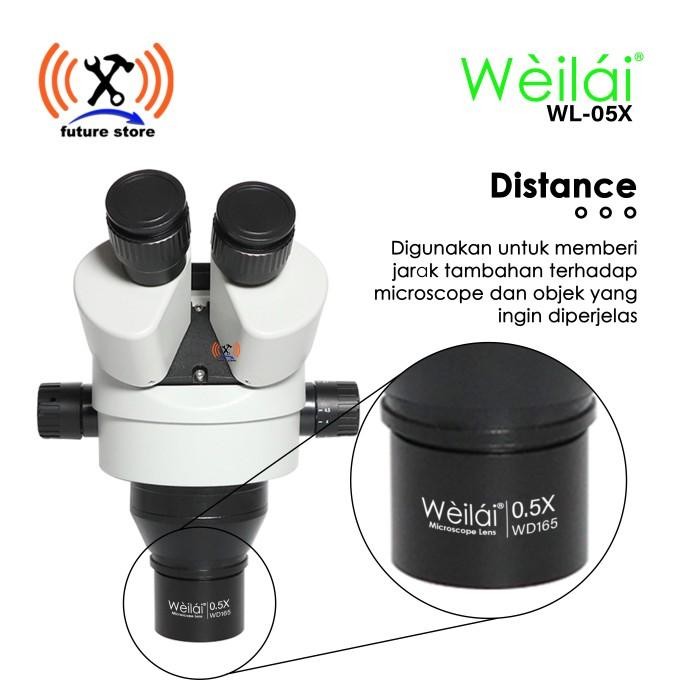

Weilai WL-05X Lensa Peninggi Microscope Mikroscope Auxiliary 0.5X Ori