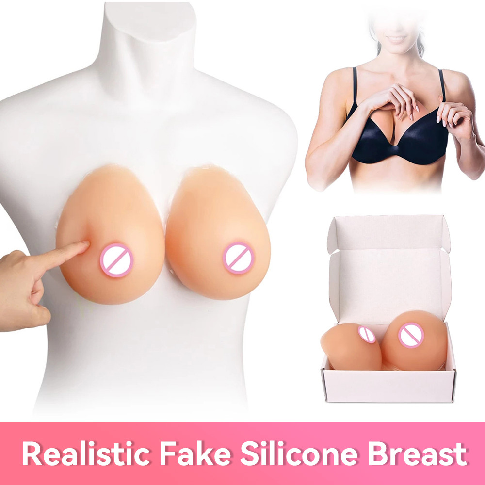Realistic Fake Boobs Tits Sissy Silicone Breast Form Fake Chest For