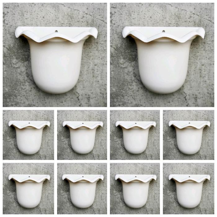 Grosir Bunga Jakarta 10pcs Pot Vas Ombak Plastik Tempel Dinding Putih Hiasan Pajangan Dekorasi Pot