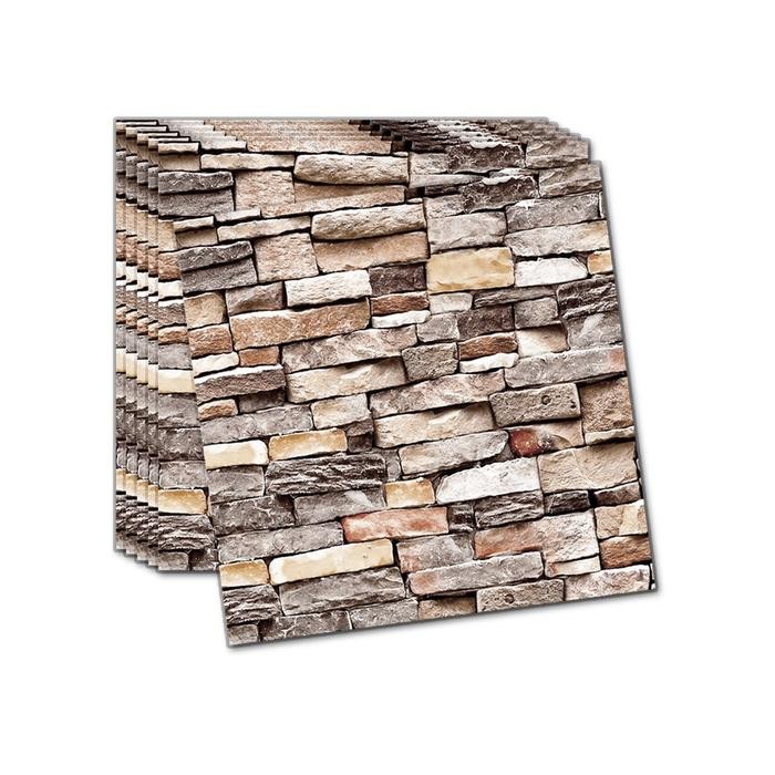 BEST SELLER [ PAKET 10 LEMBAR ] Wallpaper 3D Foam Batu Bata / Sticker Dinding Timbul MOTIF CORAK