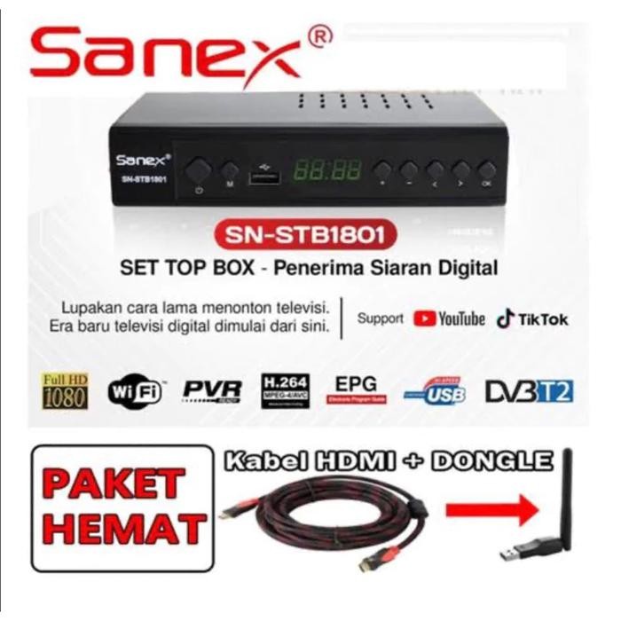 Project - Paket Combo Set Top Box Sanex Sn-Stb 1801 Penerima Sinyal Siaran Tv