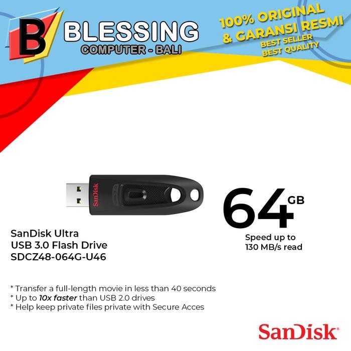 Flashdisk SANDISK 64GB ULTRA DRIVE 3.0 SDCZ48-064G-U46