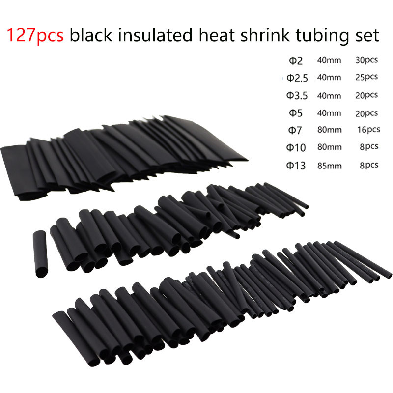 BEST SELLER 127PCS black heat shrink tubing set, bagged heat shrink tubing, wire insulation heat shr