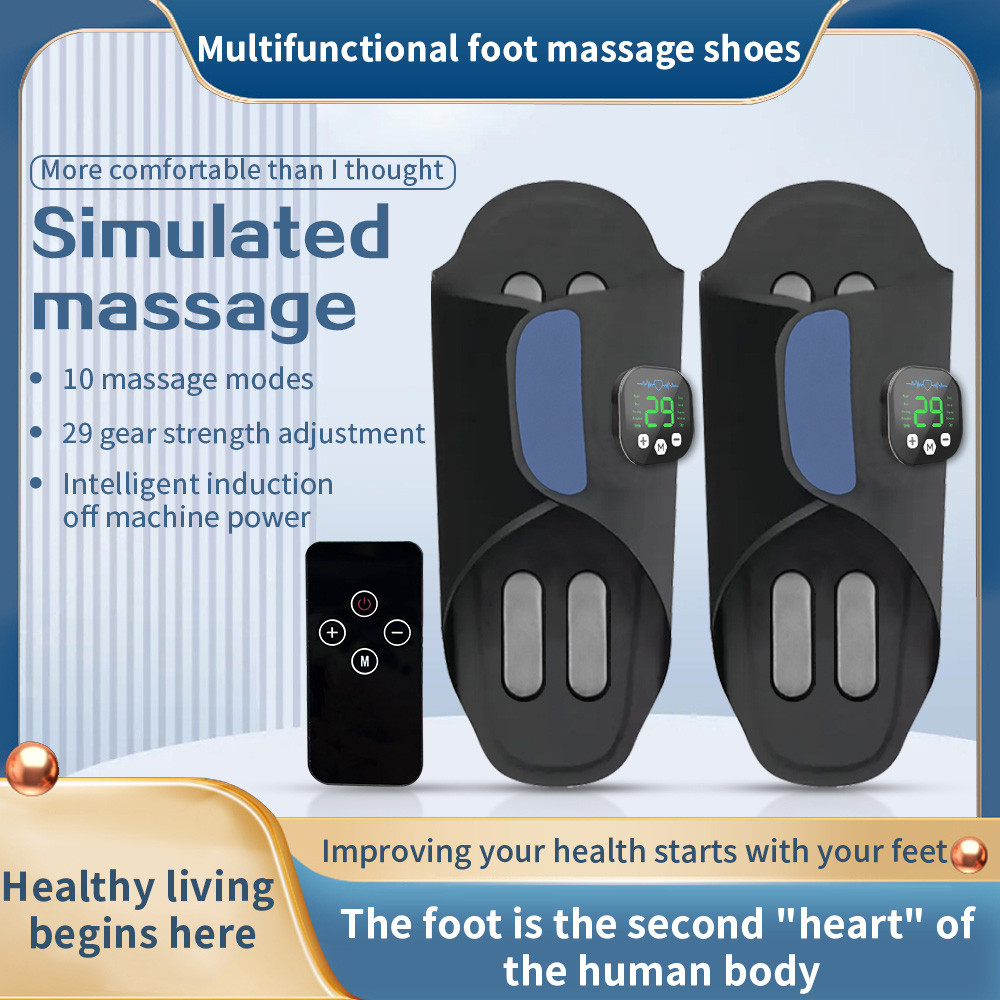 EMS Foot Massager Pad Stimulation Massage Foot Pulse Vibration Massage Pad Rechargeable Portable