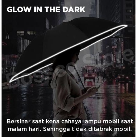 Payung Lipat Jumbo Terbalik Otomatis LED STRIP Anti UV Premium