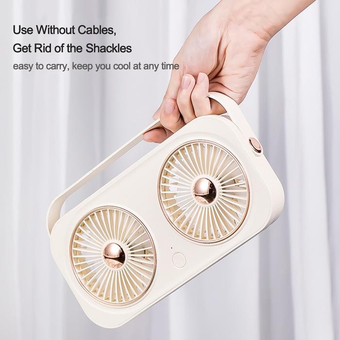 (Expert) INONE Kipas Angin Portable 2000mAh USB 5V 3-Wind Speeds Optional Dual