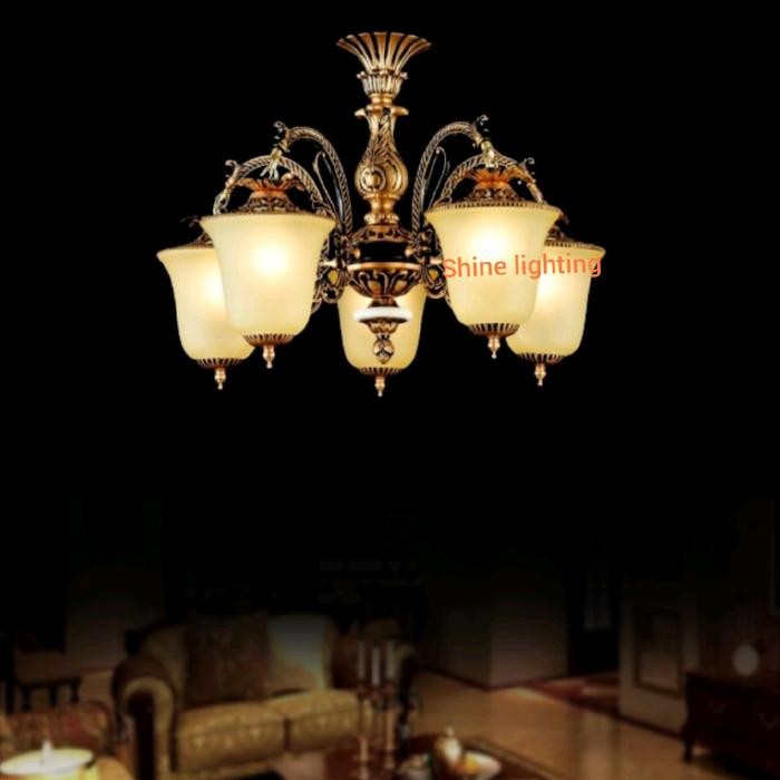 Lampu gantung klasik modern 5 lampu dekorasi ruang tamu-ruang makan