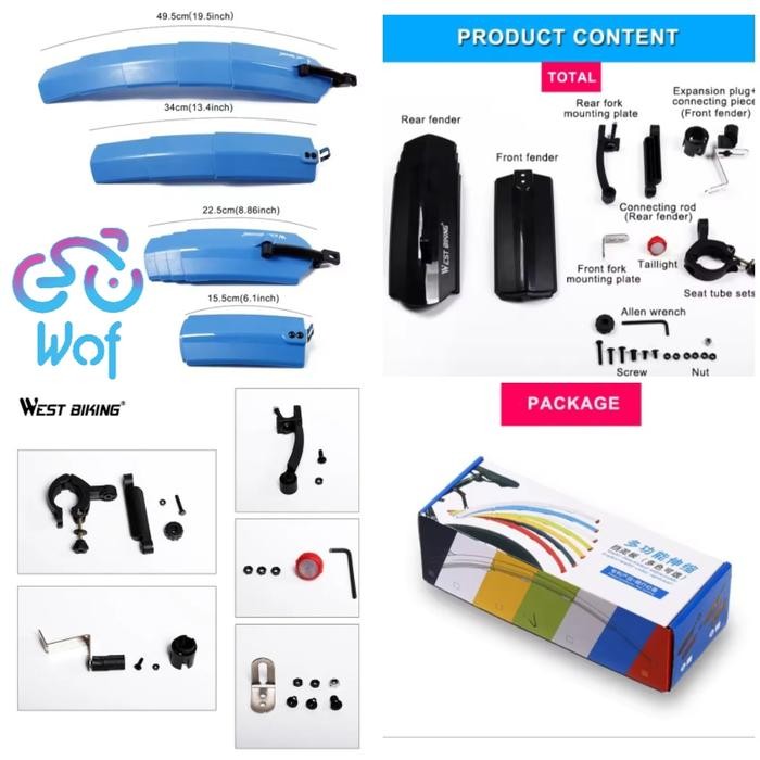 WEST BIKING 015 Fender Telescopik Spakbor Lipat Sepeda MudGuard 714015