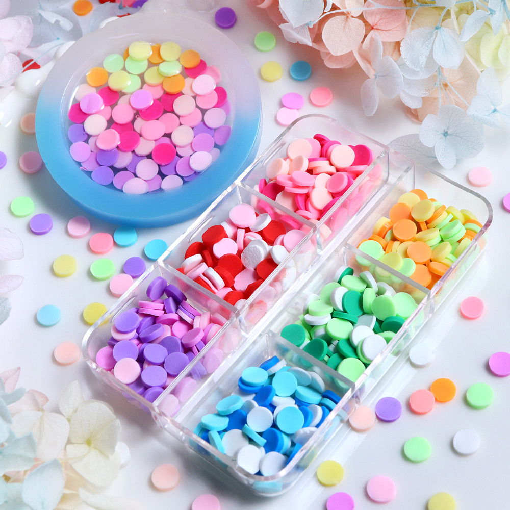 Round Polymer Clay Fake Sprinkles Epoxy Resin Filler Round Rainbow Soft Clay DIY Crafts Phone Case