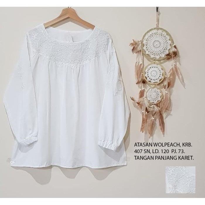 (Allthebest) ATASAN PUTIH BORDIR BIG SIZE JUMBO XXL XXXL BORDIRAN ATASAN WANITA