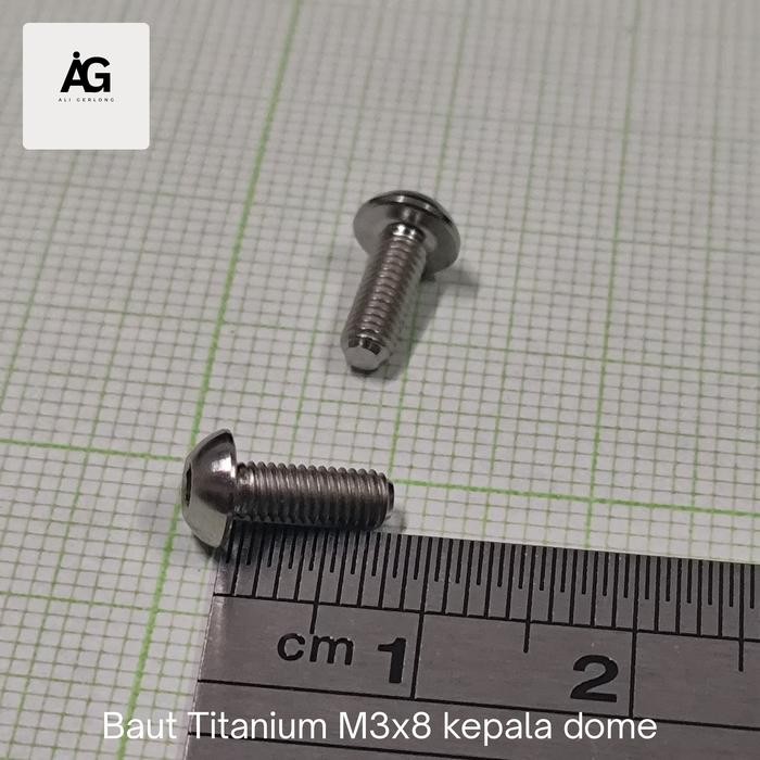 BRG BARU Baut Titanium m3x8 kepala baut model dome asli titanium