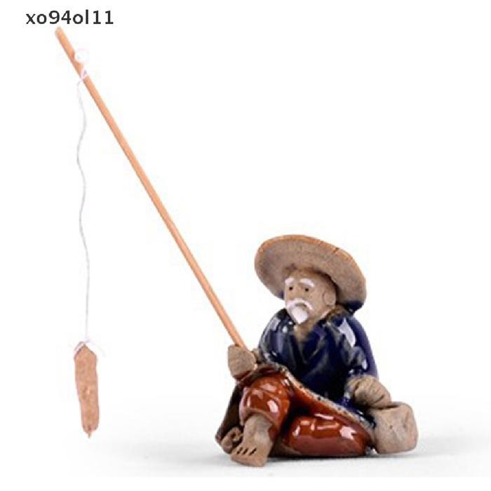 Patung Rin Bentuk Orang Tua Memancing Untuk Dekorasi Tan Outdoor