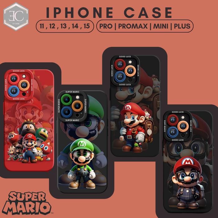 Case Iphone Mario Chibi Casing Iphone 12 13 Pro Promax Mini Model Mario Lucu