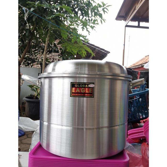 PREMIUM Panci Dandang kukus Jumbo 40 Cm ( KAPASITAS 10 LITER) Aluminium global eagle model Halco /