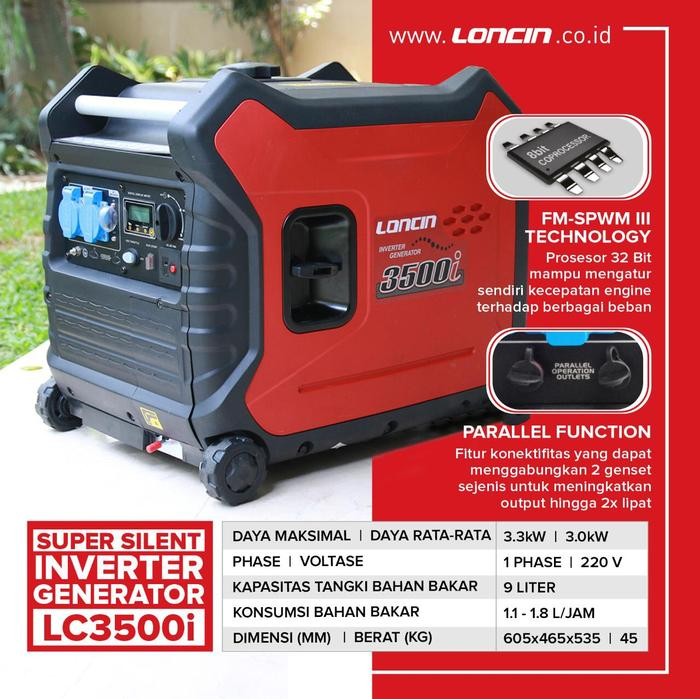 LONCIN GENSET SILENT LC 3500I 3300 WATT GENERATOR SET LONCIN LC3500I
